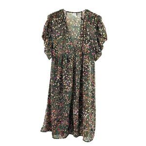 Akemi + Kin Anthropologie Dress Womens XS Valencia Sheer BOHO MIDI‎ Floral Black